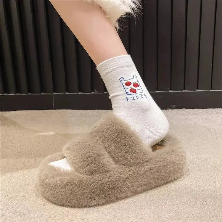 Refined Fuzzy Open Toe Slippers