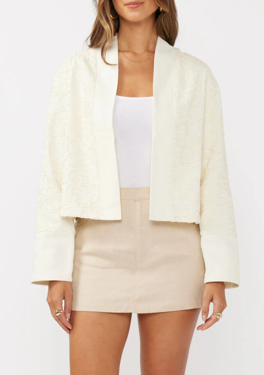 Soutache Detail Open Front Jacket