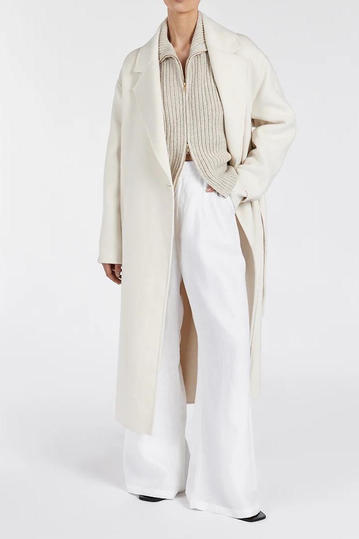 Cream Wool Wrap Coat