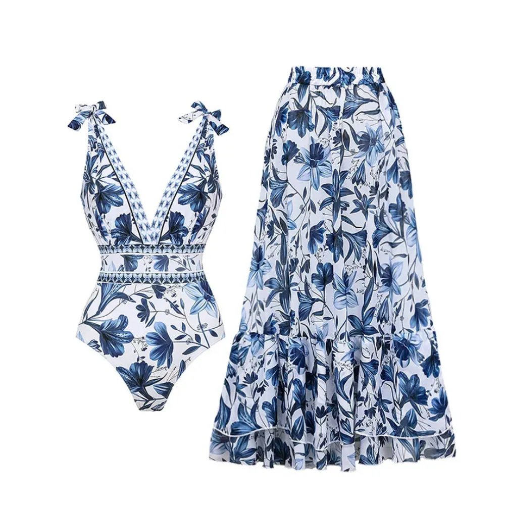Floral Skirted Swimsuit Set