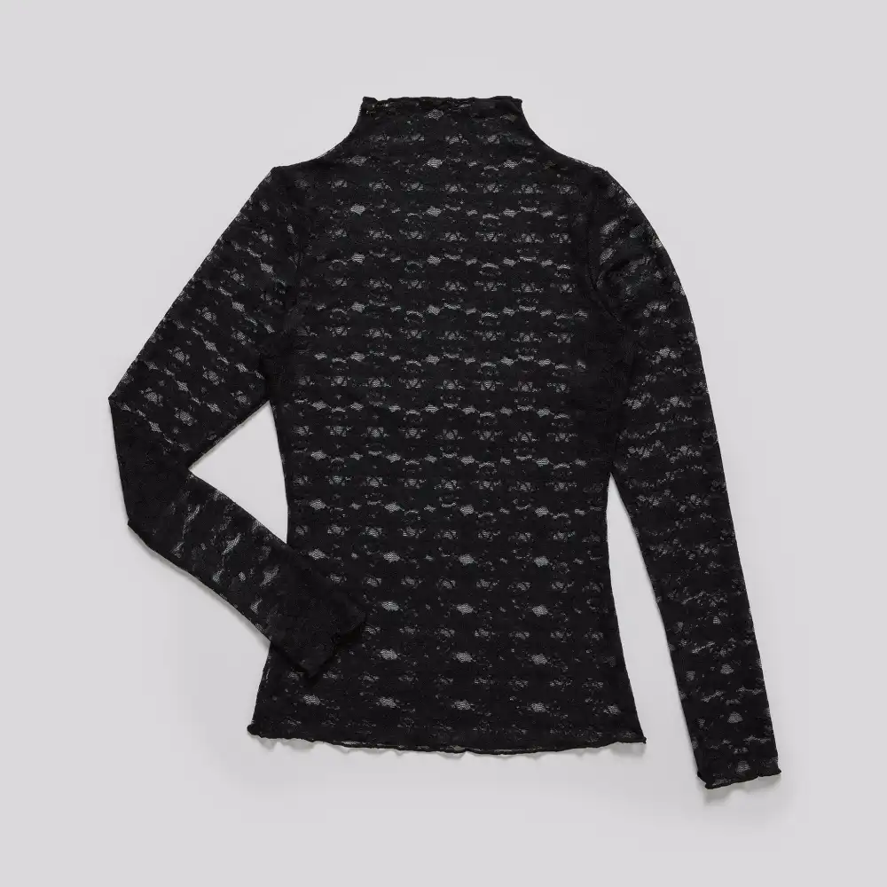 Lace Long Sleeve Top Black