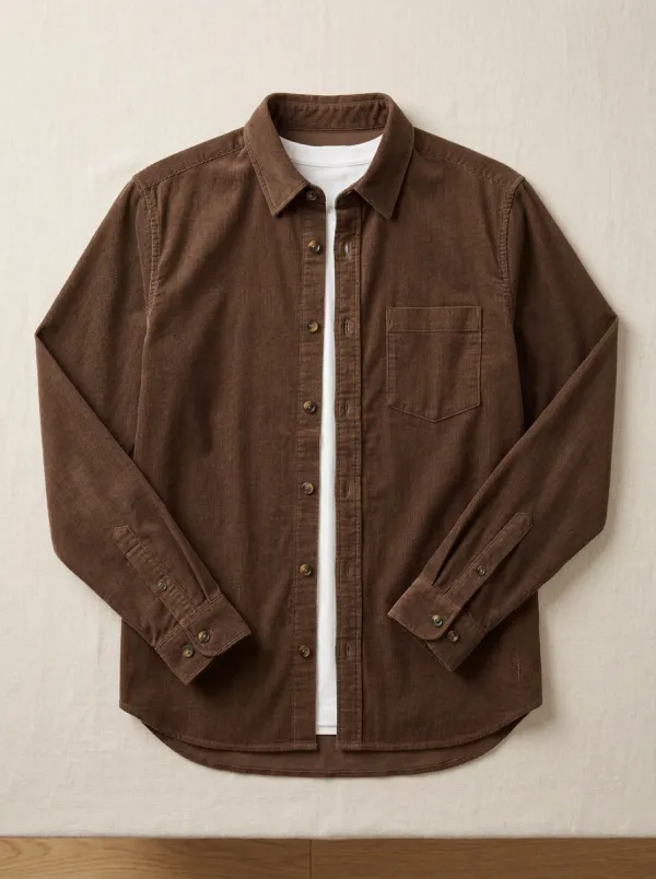 Leaf-Pattern Embroidered Long-Sleeve Men's Long-Sleeve Shirt