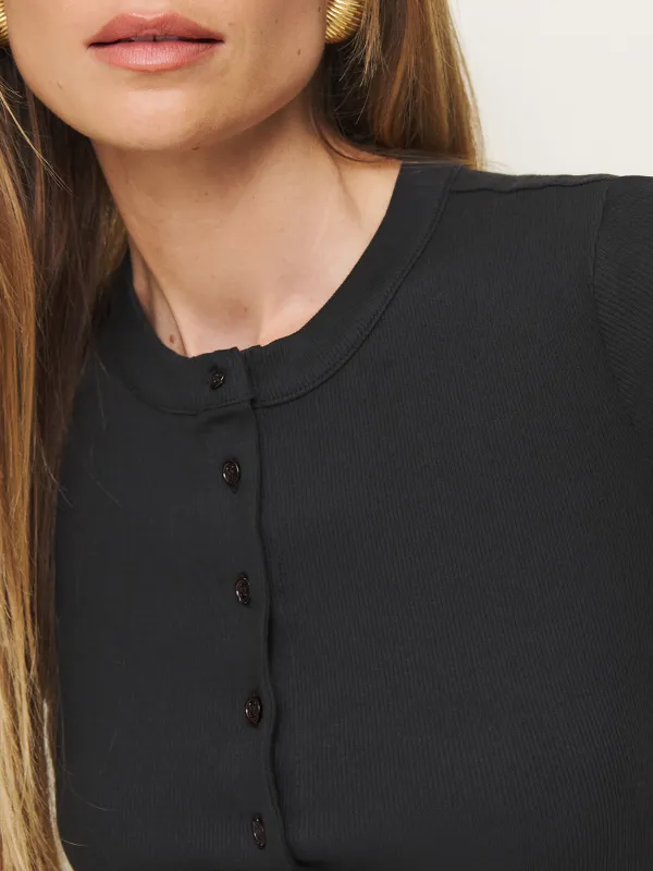 Button Front Knit Crop Top