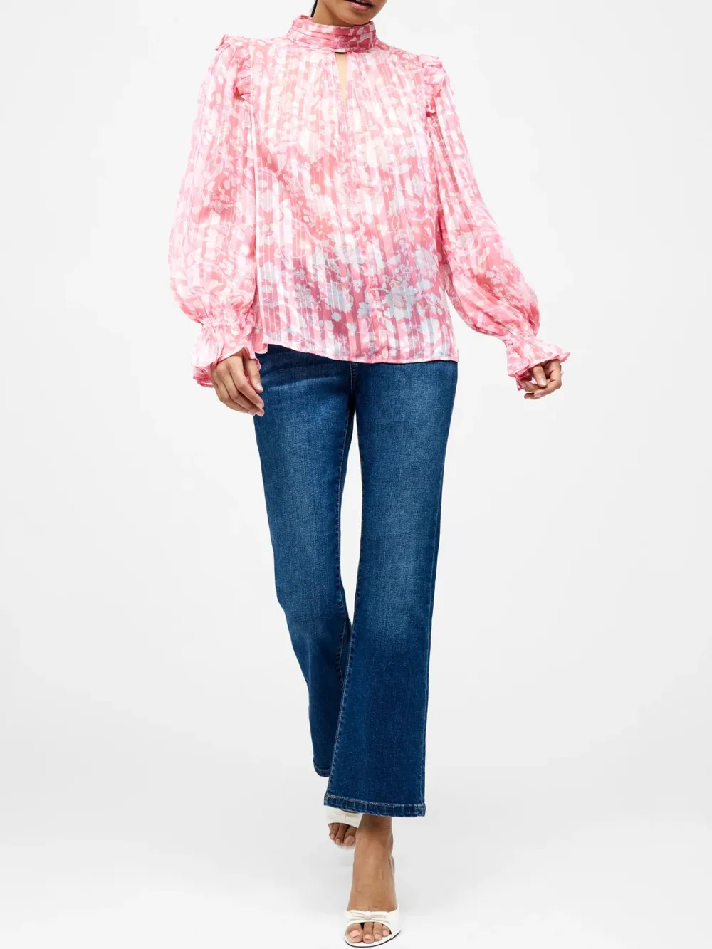 High Neck Creative Breathable Floral Print Turtleneck Top