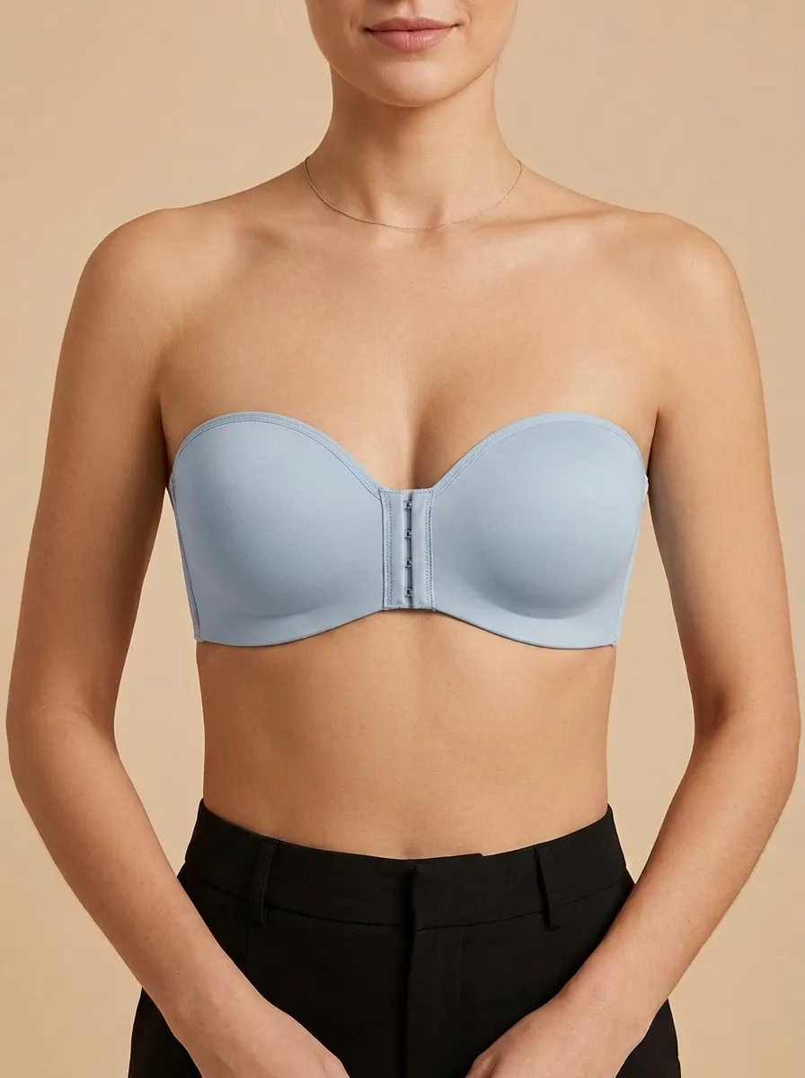 Women's Tonal-Stitch Front-Closure Strapless Bra
