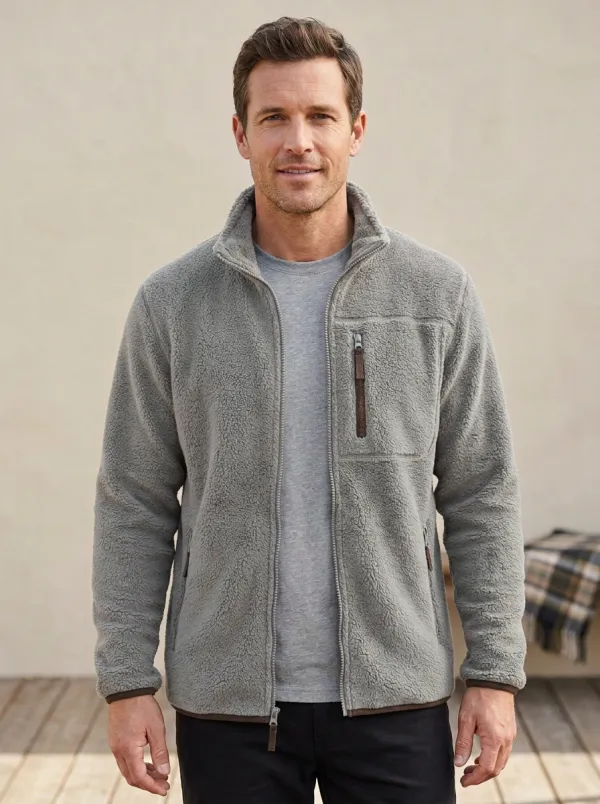Sherpa Fleece Zip Denim Jacket