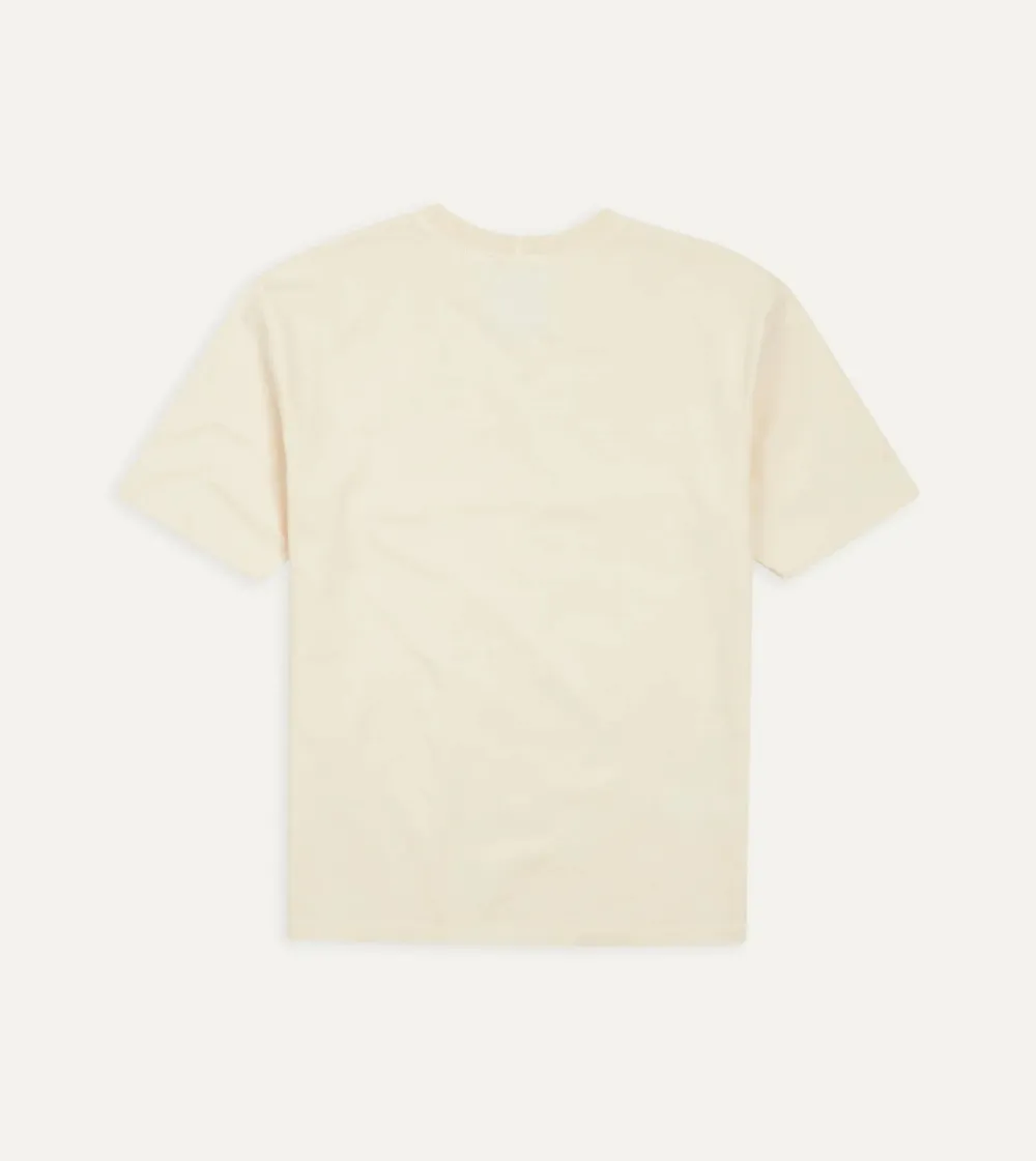 Casual Style Antique White Cotton Crew Neck Hiking T-Shirt