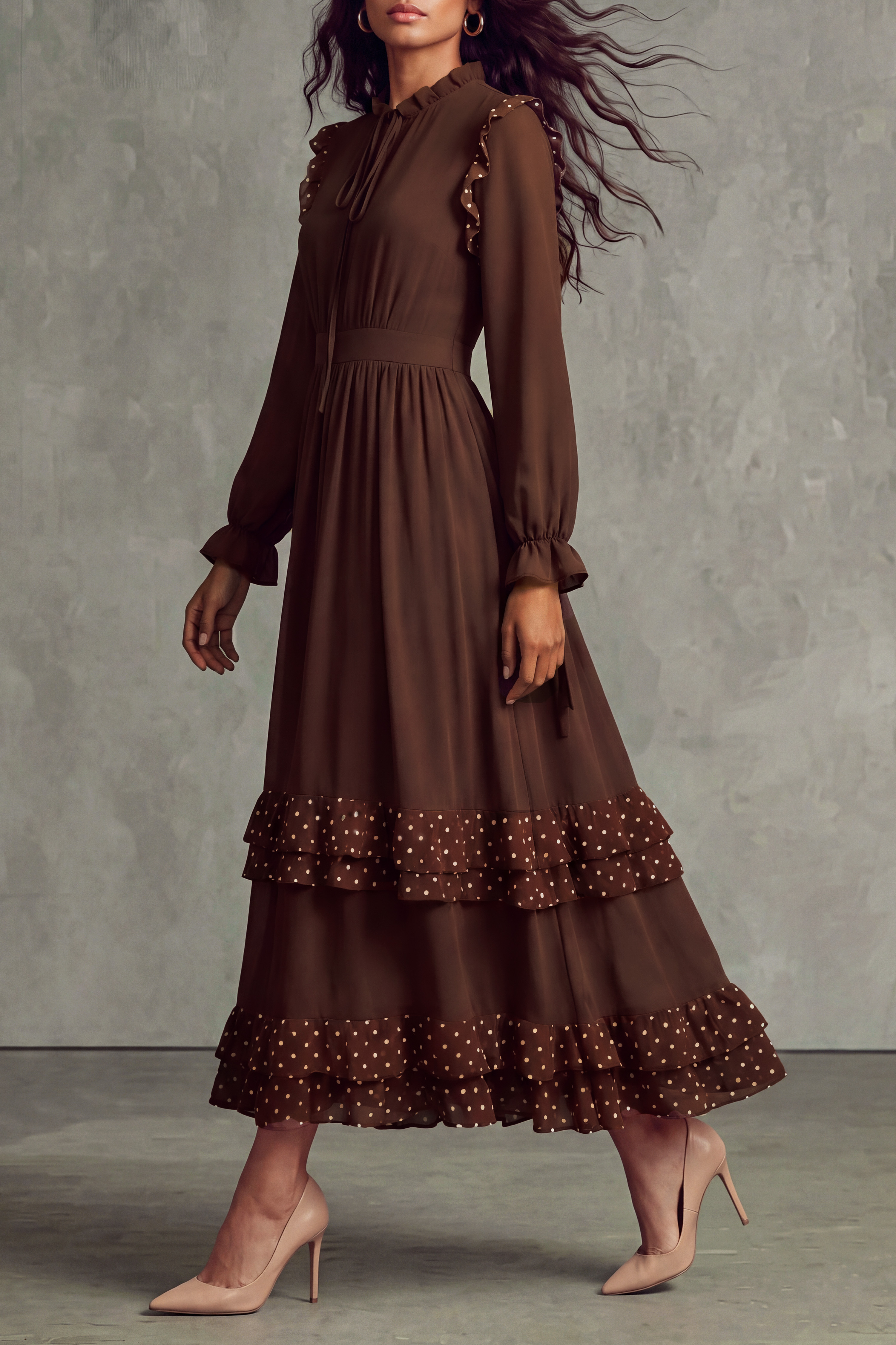Ruffle Polka Dot Maxi Dress