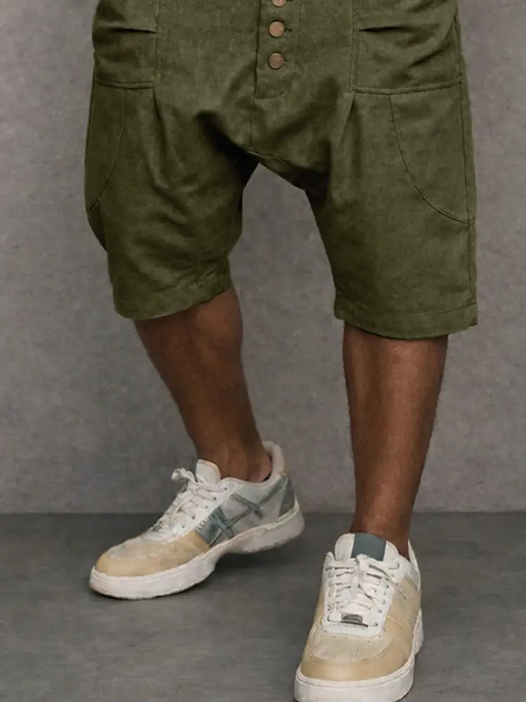 Men's Casual Cotton Drop Crotch Harem Shorts