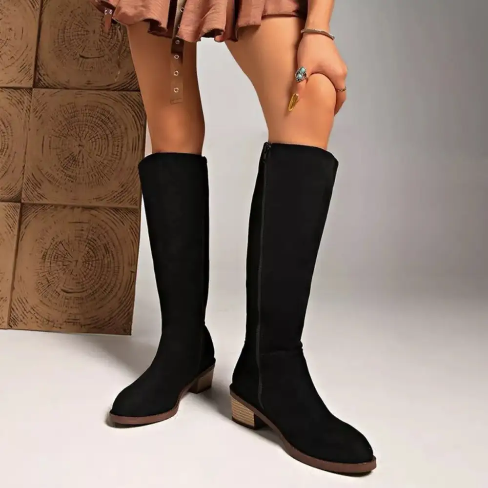 Refined Knee High Block Heel Boots