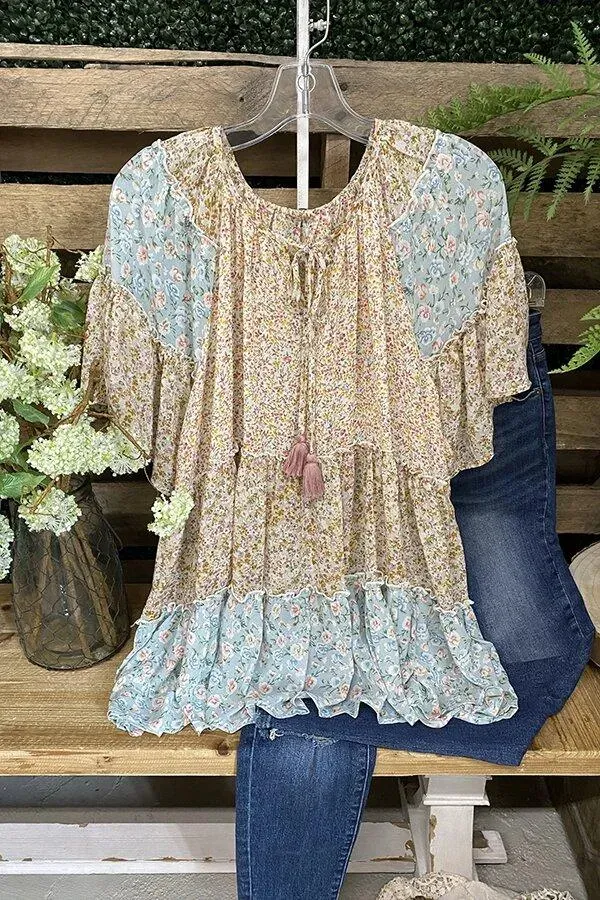 Bohemian Floral Print Blouse