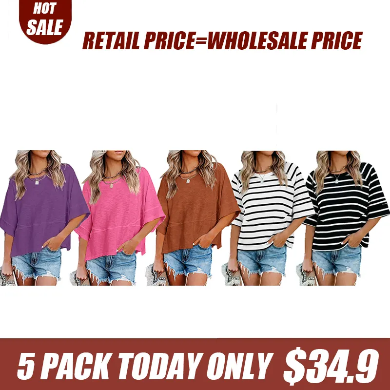 Women's Comfortable Slouchy Short Sleeve T-Shirts - Breathable & Roomy