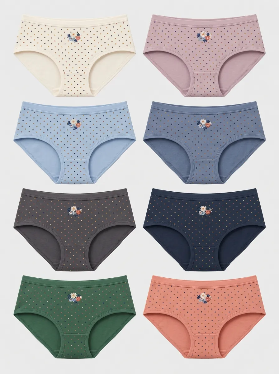 Women's Floral Polka Dot Printed Panties Multi-pack