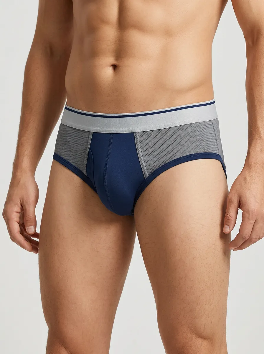 Athletic Mesh Contrast Breathable Briefs