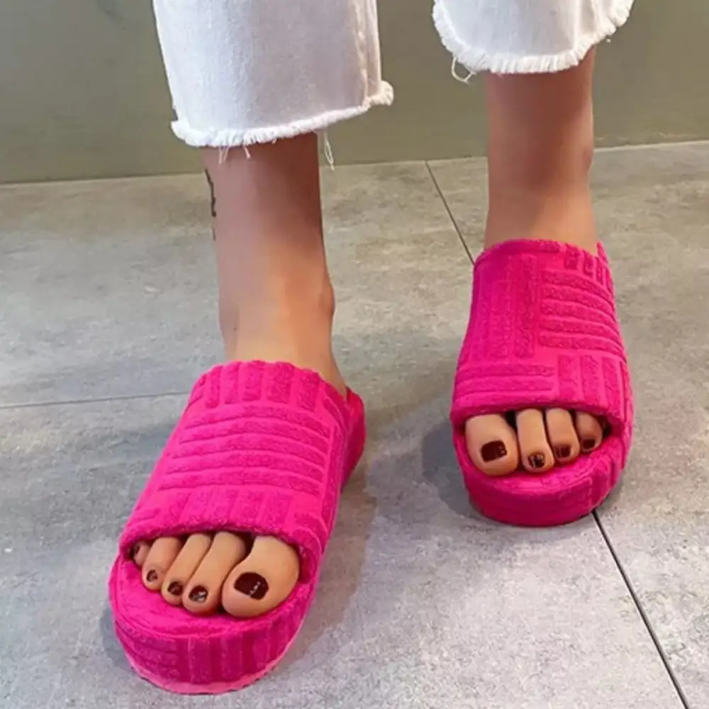 Refined Open Toe Platform Slippers