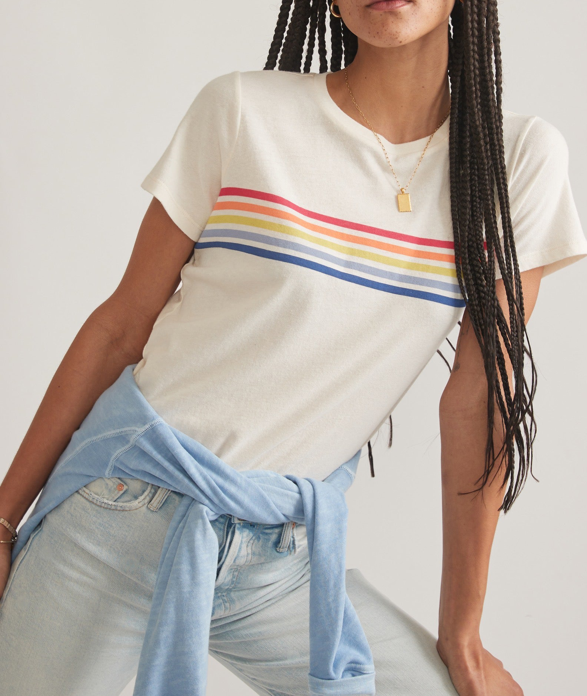 Short Sleeve Striped Graphic Tee