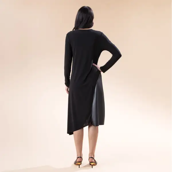 Mixed Materials Vegan Leather Dress