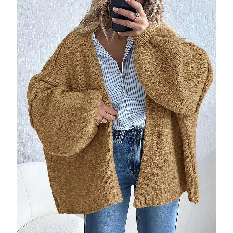 Womens Oversized Cardigan Sweaters 2025 Fall Long Lantern Sleeve Knit Open Front Lightweight Sweater Knitwear Womenswear