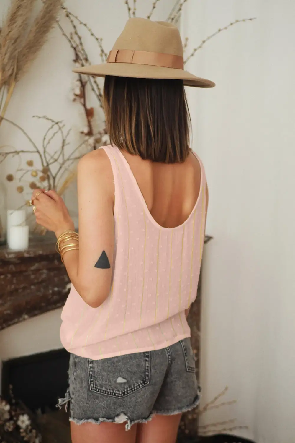 Floral Lace Crochet Swiss Dot Tank Top