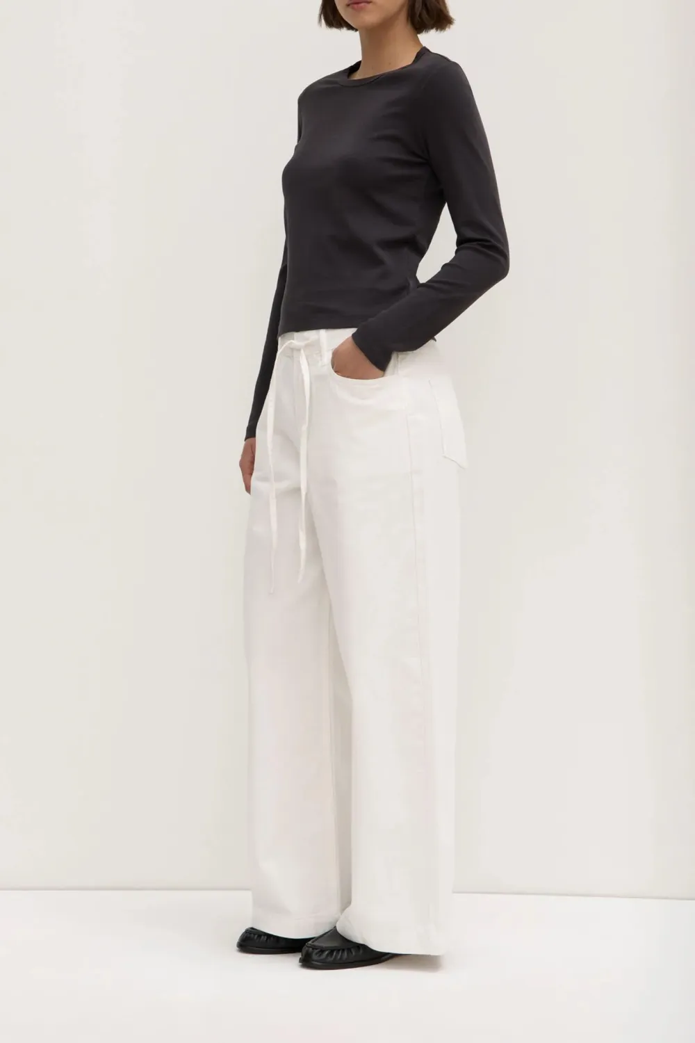 Cotton Ribbed Collar Women's T-Shirt