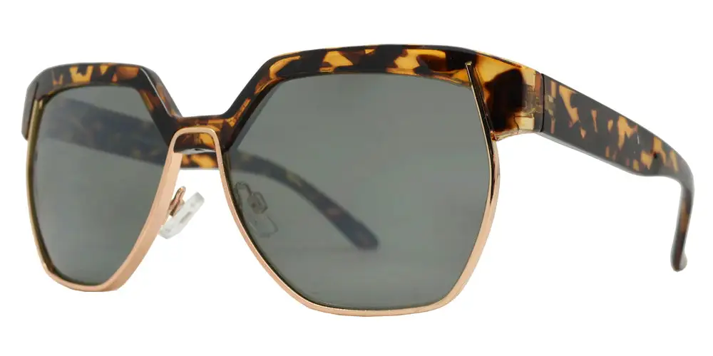 Retro Hexagon Half Rimmed Plastic Sunglasses
