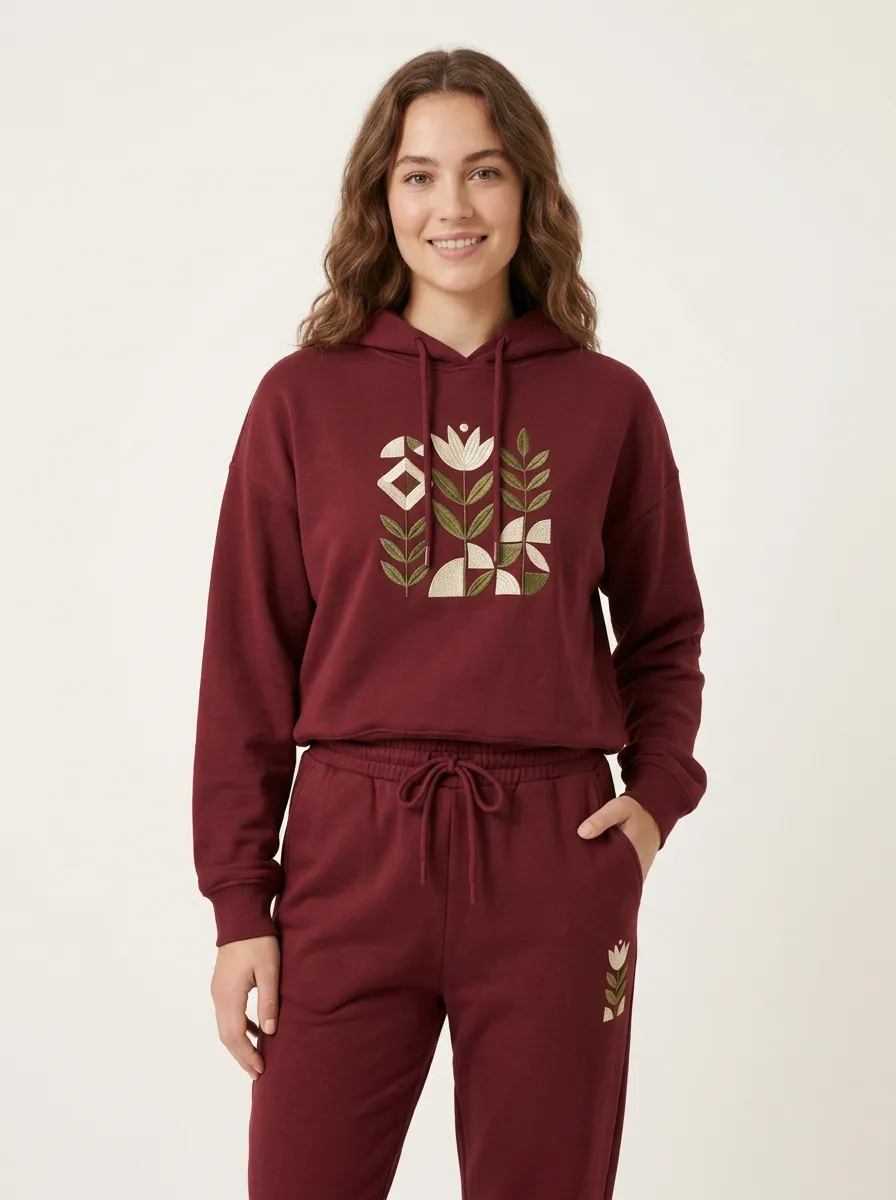 Women's Sage Green Drawstring Hood Solid Hoodie & Pants Set