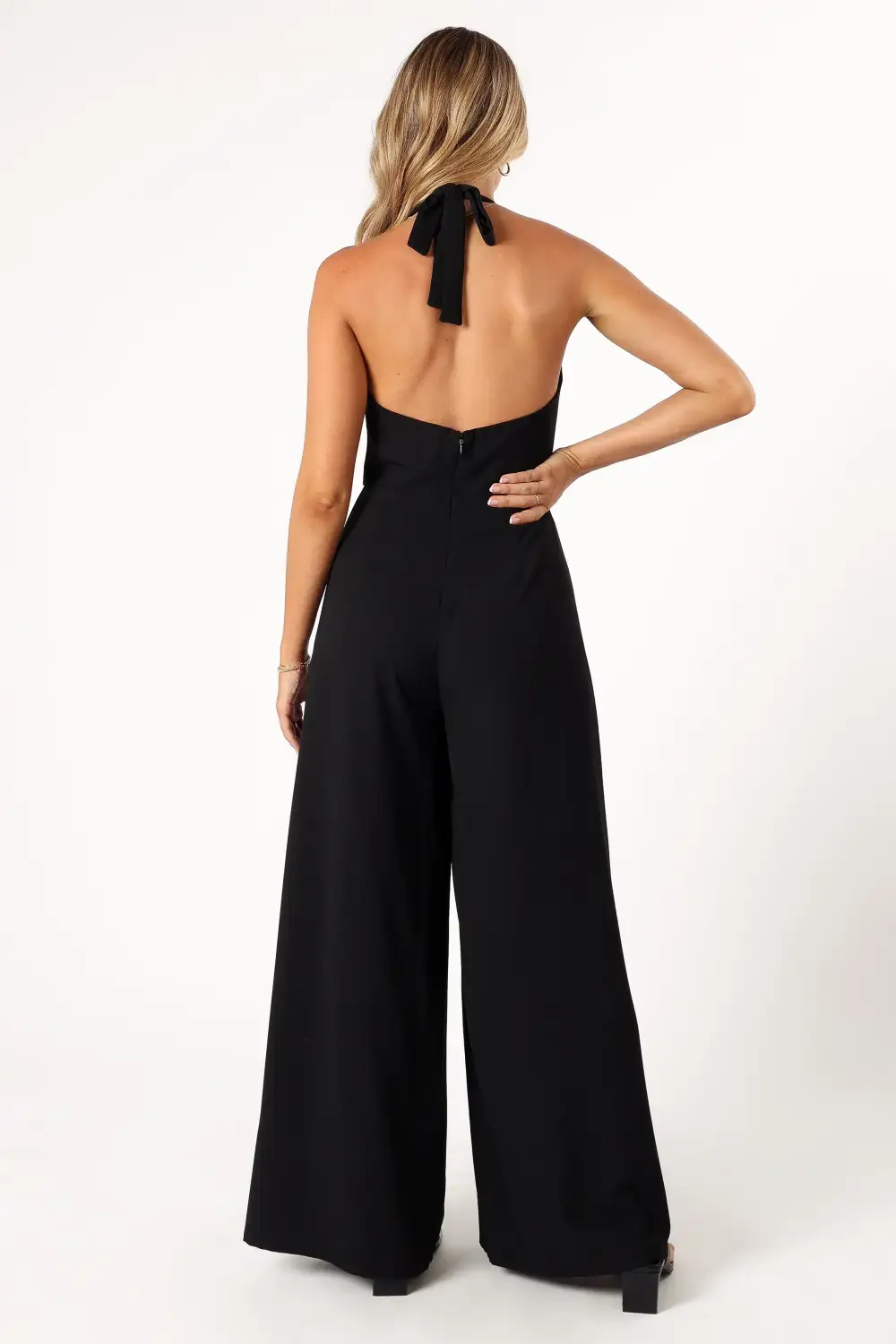 Halter Open-Back Wide-Leg Sleeveless Jumpsuit