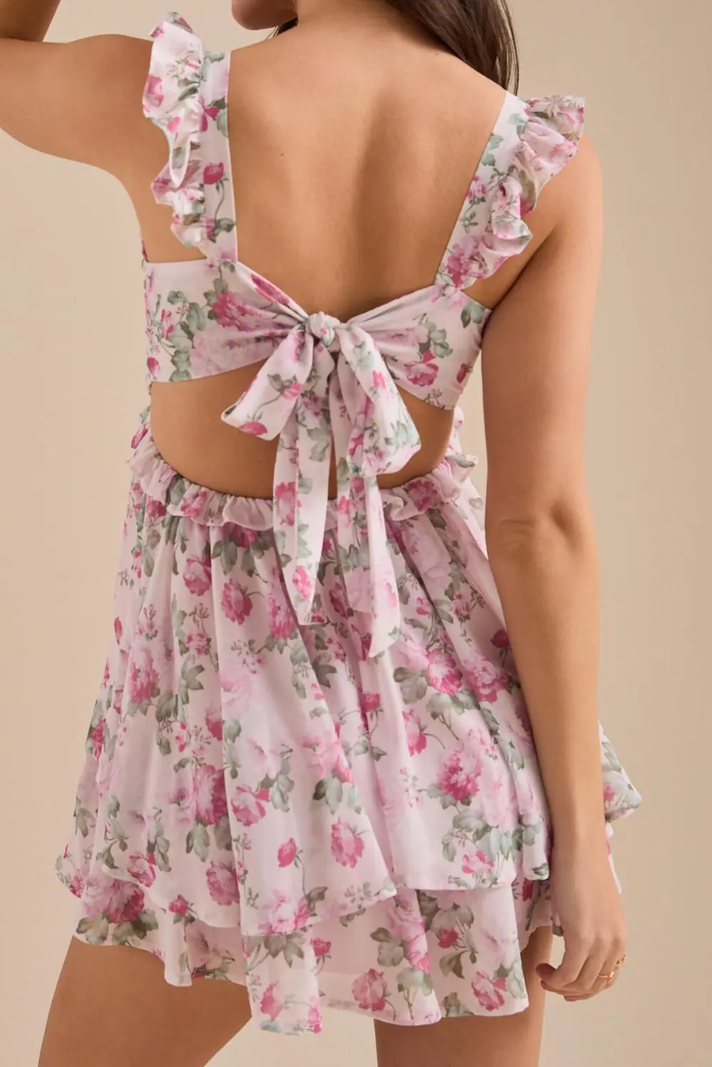 Floral Ruffle Sleeve Romper