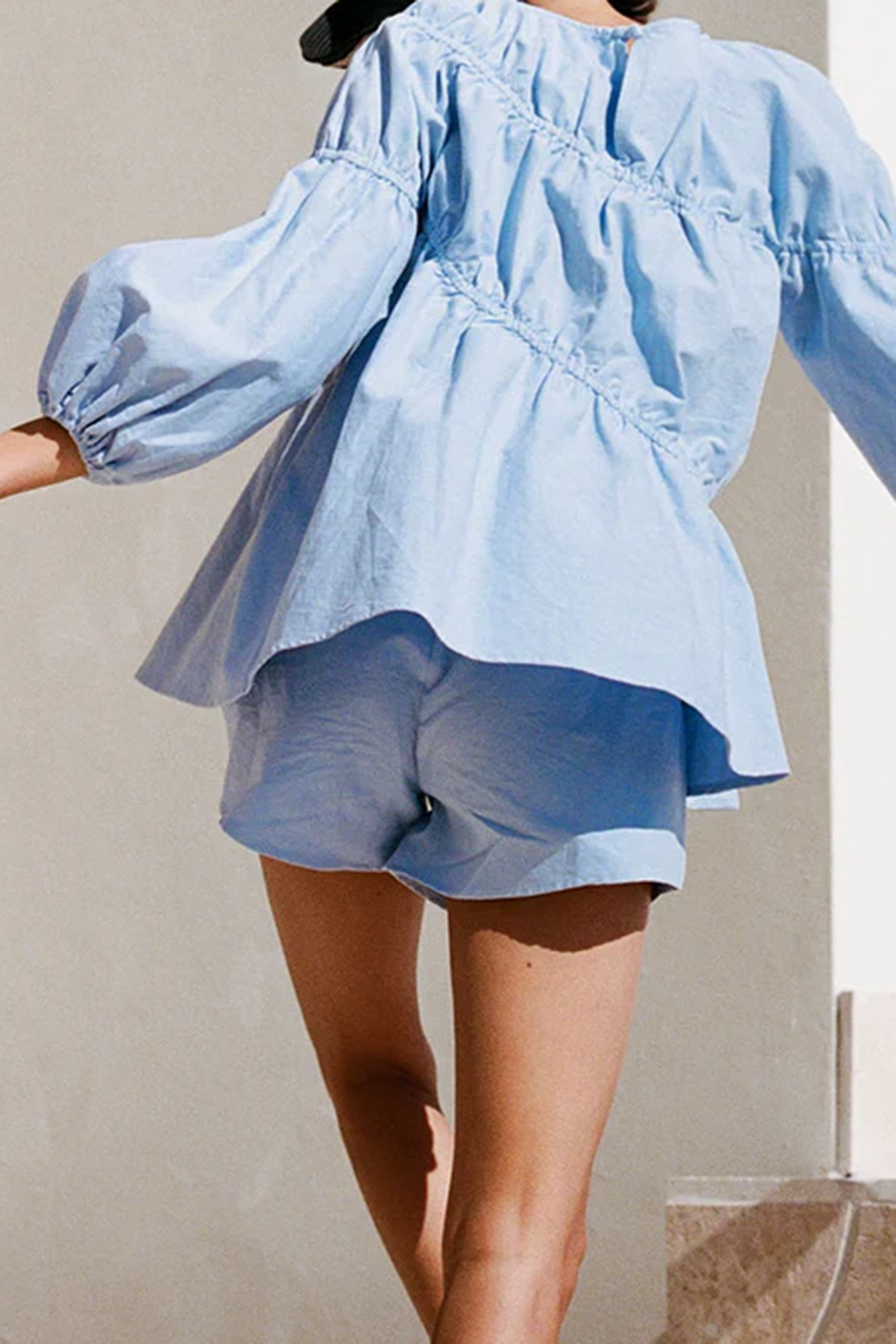 Elastic Waist Ruffled Cotton Shorts