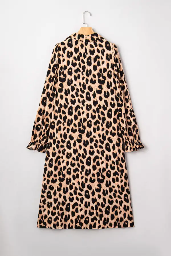 Animal Print Smocked Midi Dress