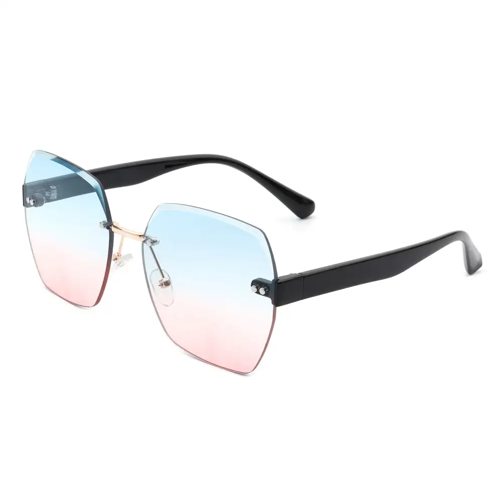 Rhinestone Square Rimless Frame Sunglasses