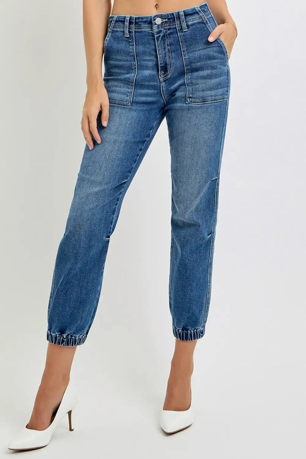 Polished High Waist Jogger Denim Jeans
