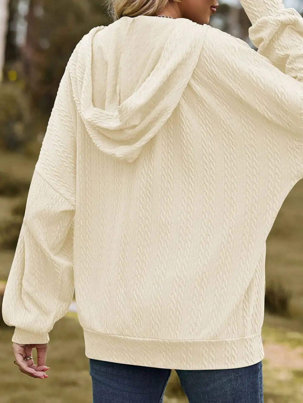 Pocket Long-Sleeved Loose Hooded Sweatshirt