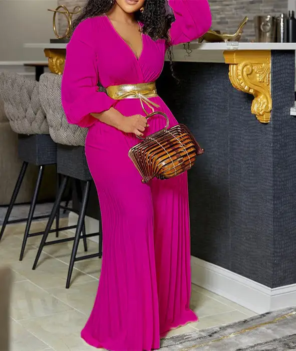 Wide Leg Pleated Jumpsuit