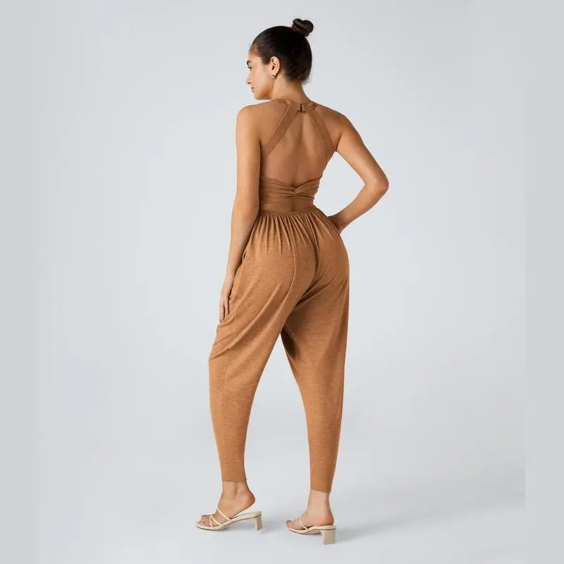 Backless Twisted U Neck Side Pocket Harem Casual Jumpsuit – Easy Peezy Edition 🔥 Limited-Time Offer — 50% OFF Today Only!