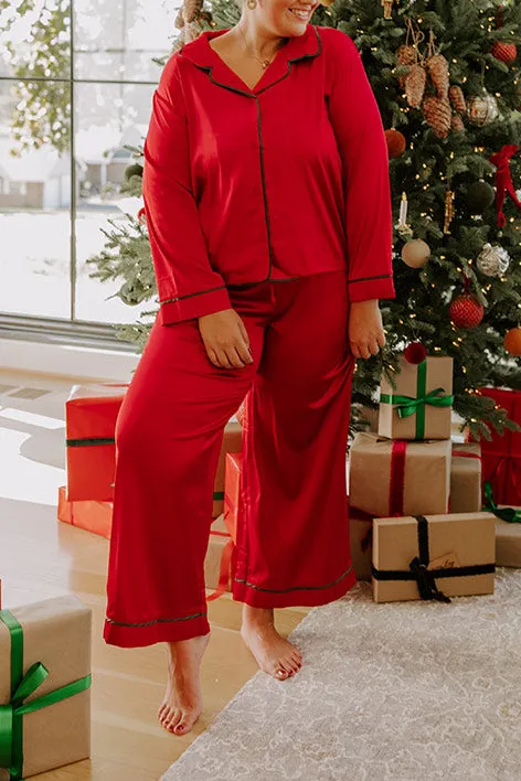 Feeling Luxurious Satin Pajama Top In Red Curves