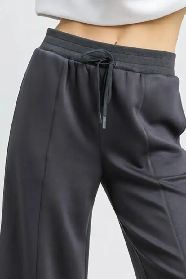 Wide-Leg Drawstring Cropped Pocketed Active Pants
