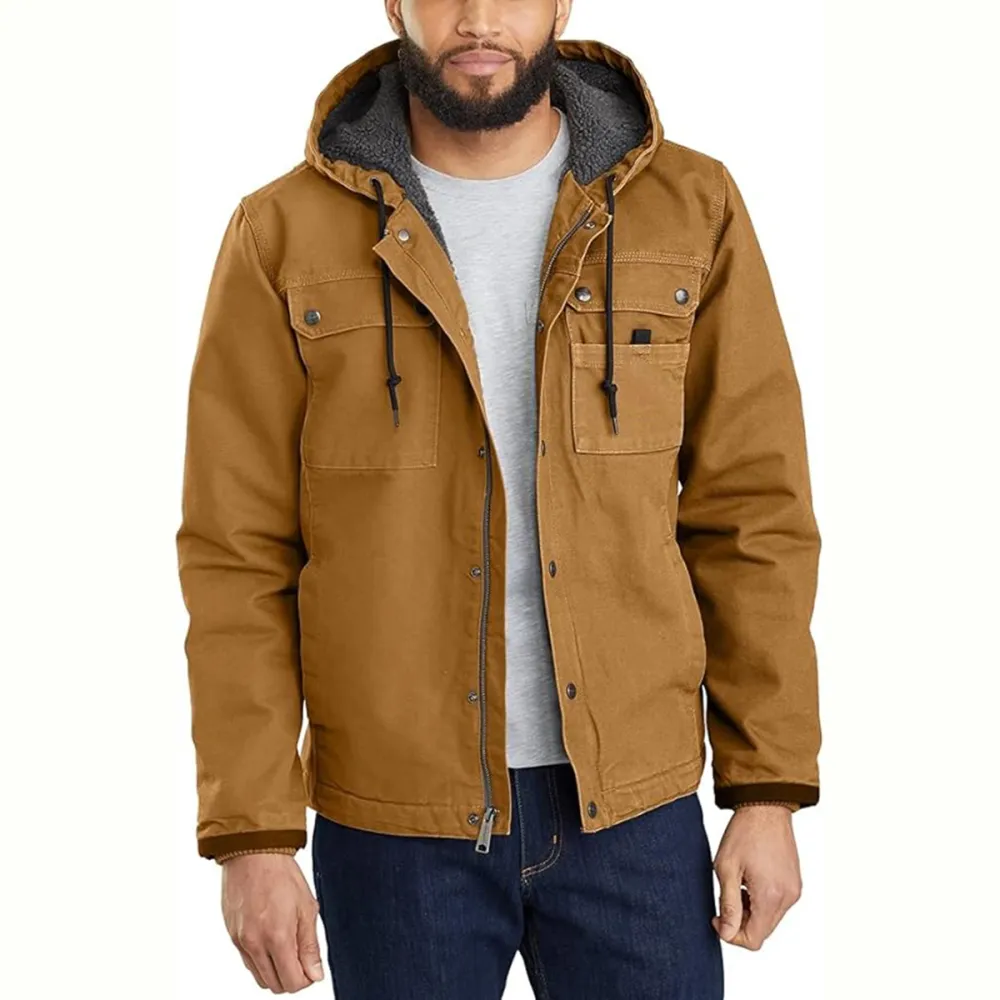 Men's Relaxed Fit Washed Duck Sherpa-Lined Utility Jacket