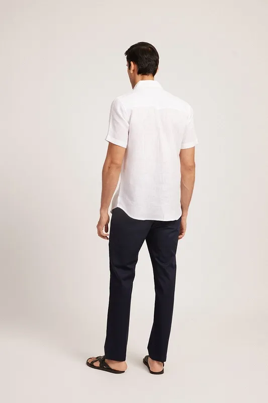 Pearl White Short Sleeve Linen Shirt