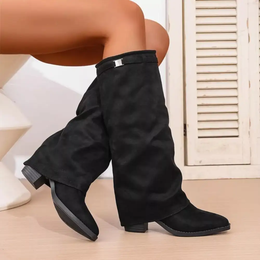Point Toe Block Heels Boots