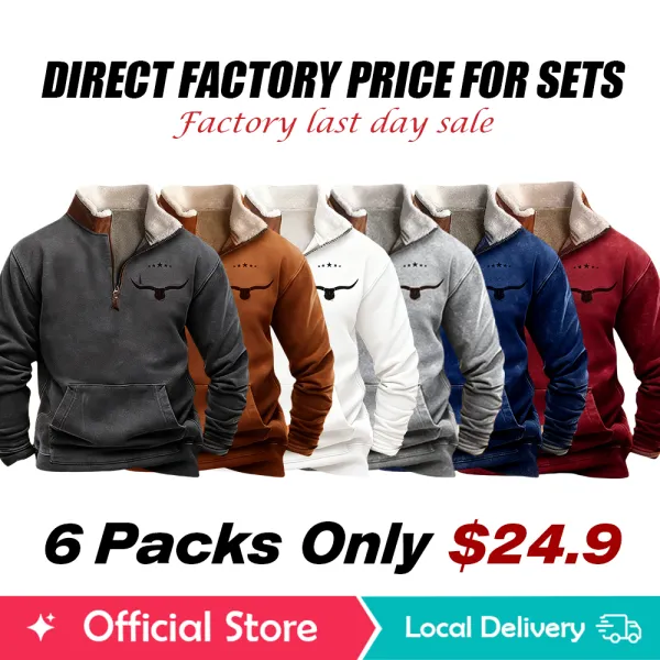 Mens Vintage Pullover 1/4 Zip Up Sweatshirt