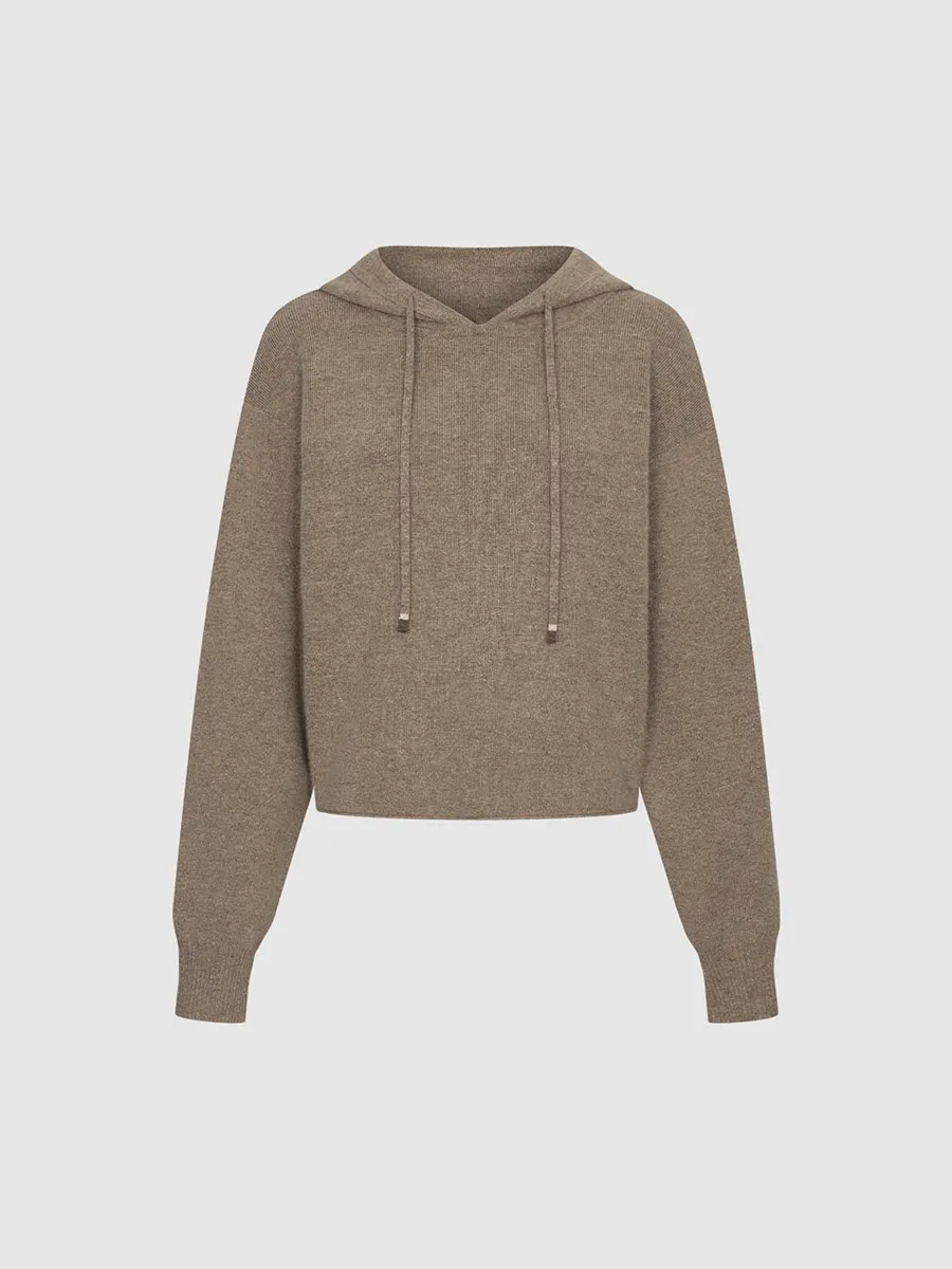 Lady's Coffee-Colored Casual Hoodie Without Patterns