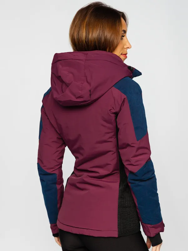 Wine women's winter jacket with hood