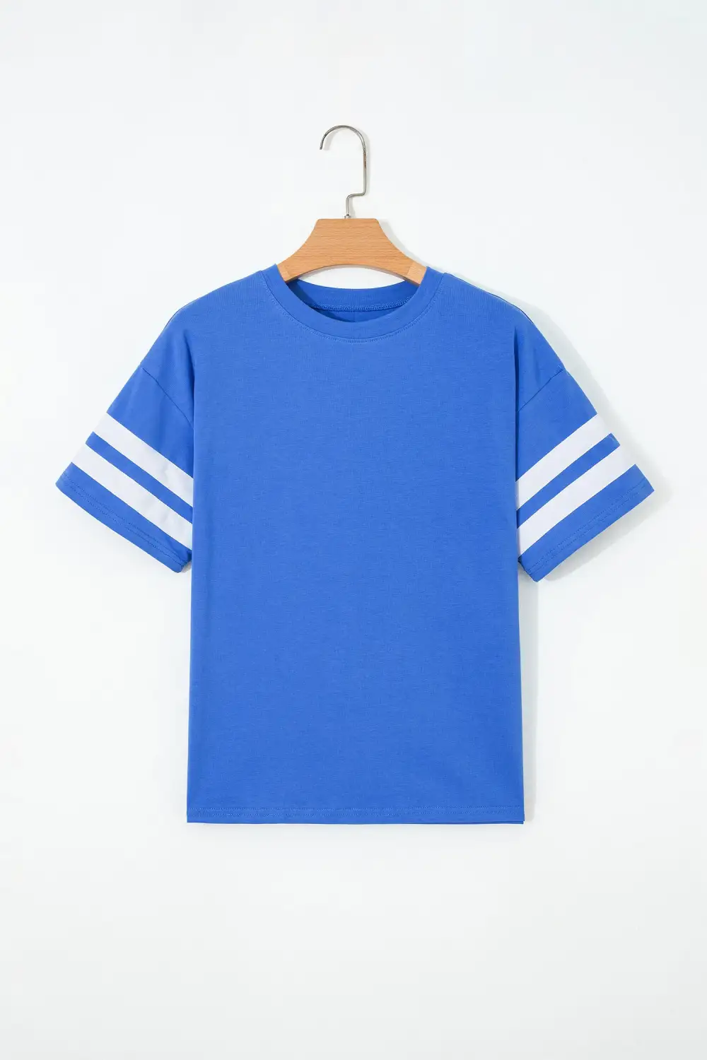 Crew-Neck Short-Sleeve Varsity Cotton T-Shirt