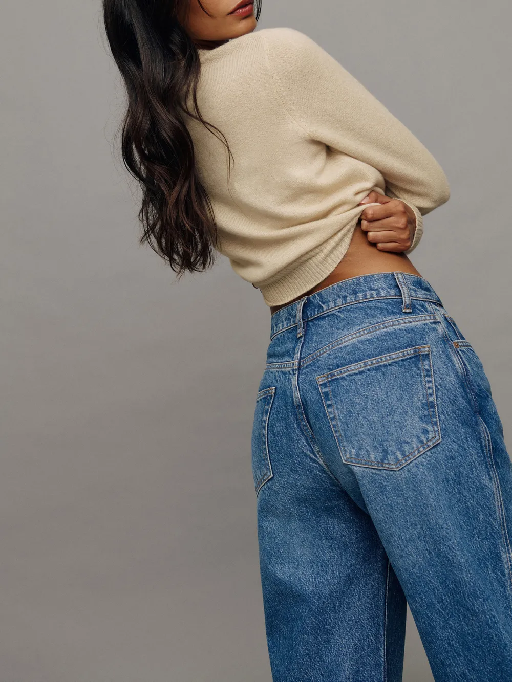 90s Style Mid Rise Straight Jeans