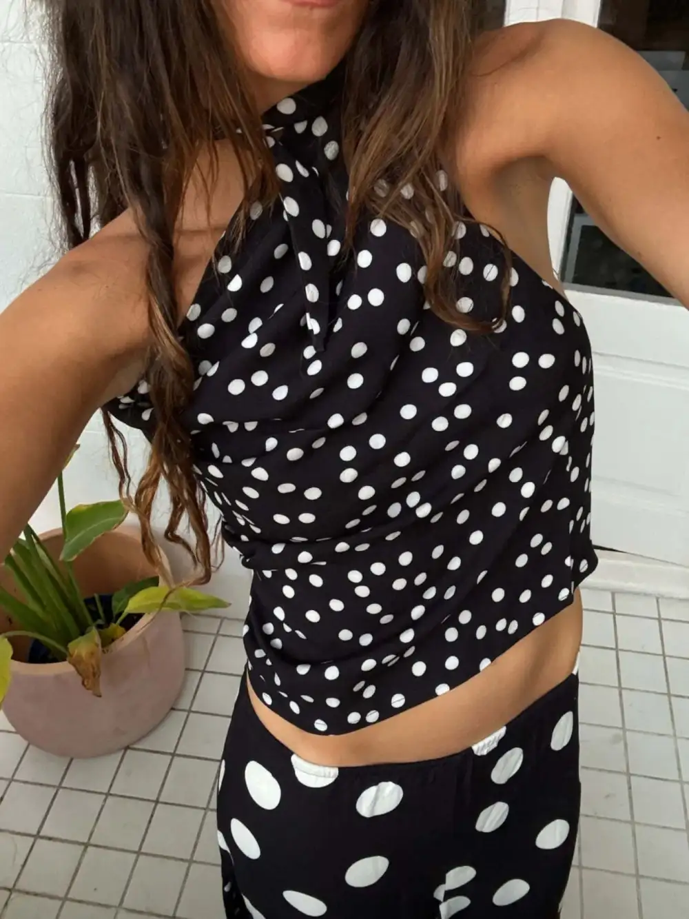 Sleek Polka Dot Detail Coordinated Set