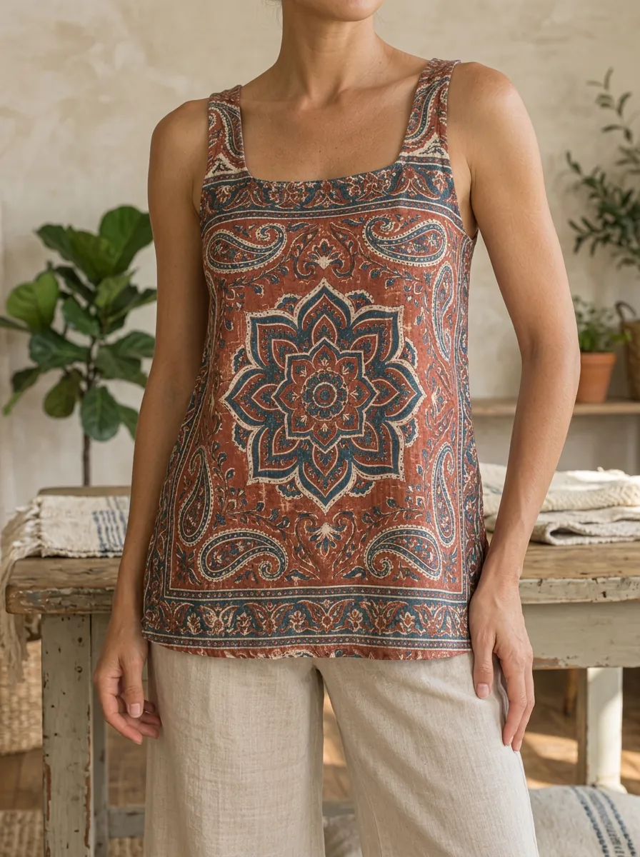 Women's Bohemian Mandala Paisley Printed Tank Top