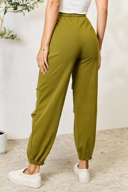 Drawstring Pocketed Cargo-Detail Sweatpants