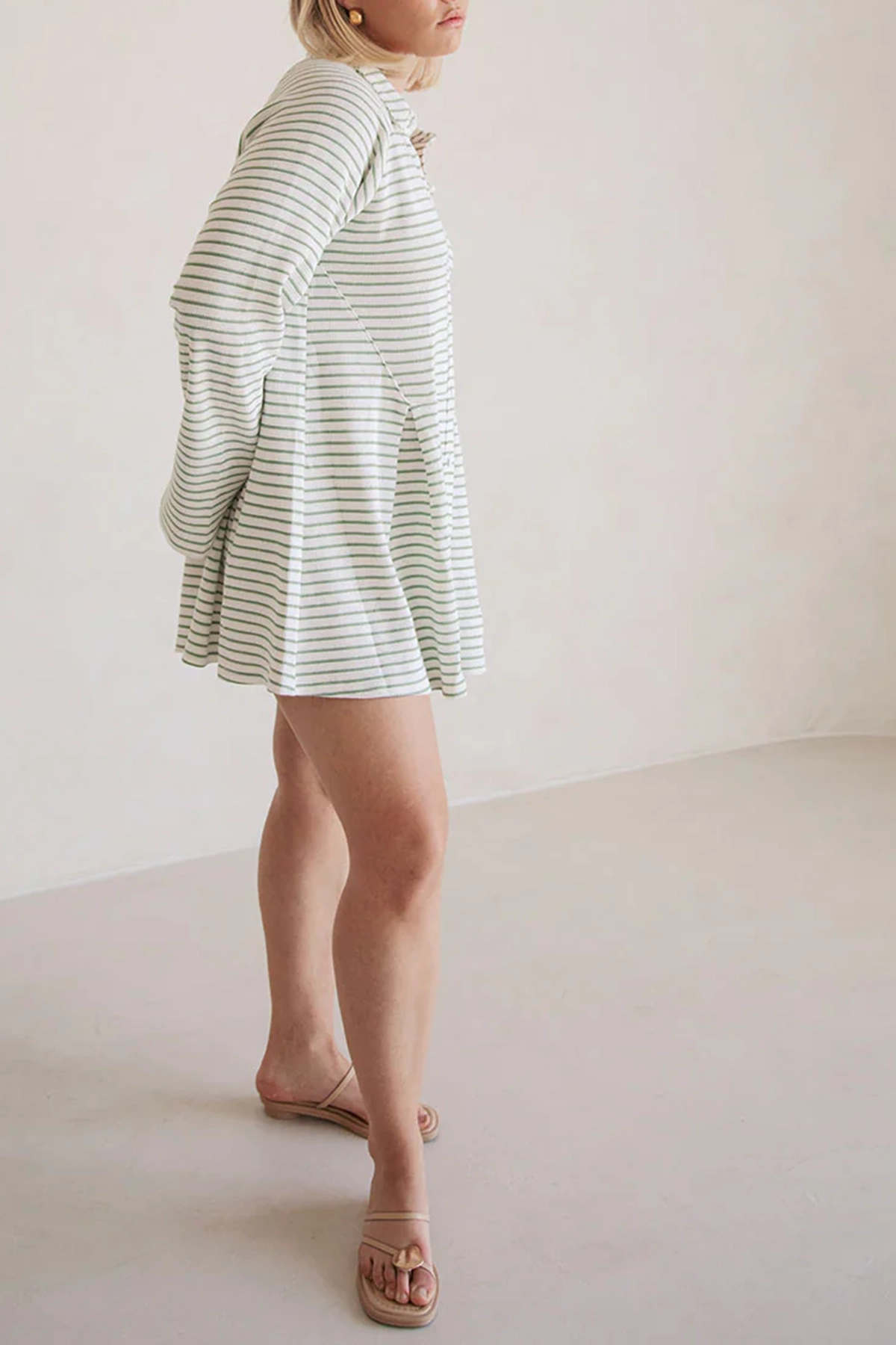 Striped Long Sleeve Button Up Mini Dress