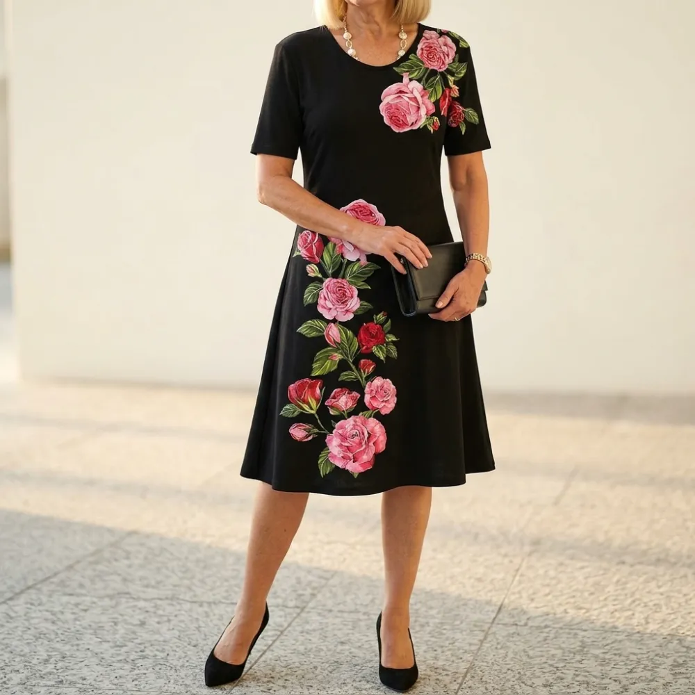 Floral Printed Polished Midi Dress